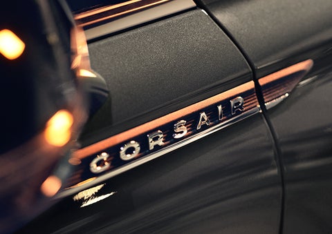 The stylish chrome badge reading “CORSAIR” is shown on the exterior of the vehicle. | Bill Knight Lincoln in Tulsa OK