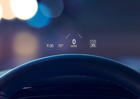 Useful driver information is being projected in front of the steering wheel on the windshield via the available head-up display. | Bill Knight Lincoln in Tulsa OK