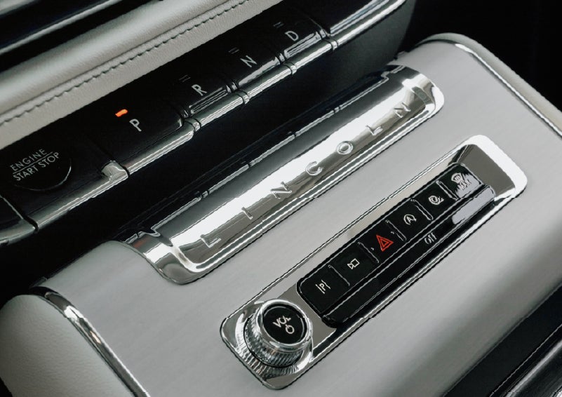The piano key gear selector of a 2027 Lincoln Aviator® Back Label™ SUV. | Bill Knight Lincoln in Tulsa OK