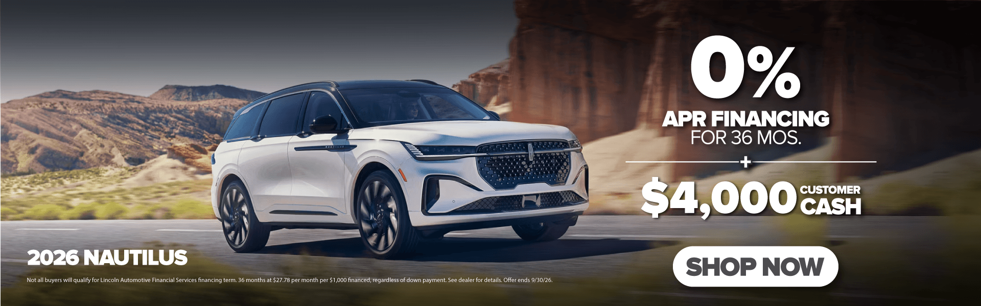 Zero Percent and Customer Cash Back on New 2026 Nautilus